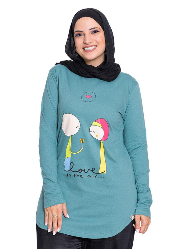 Green Olive Printed Long - Sleeve Design 35 - Khotwh